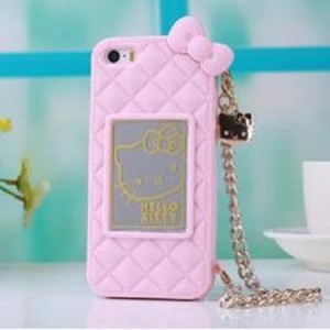 Hello Kitty funda del tel&eacute;fono de silicona con cord&oacute;n