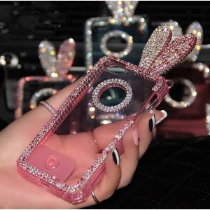 orejas de conejo con pedrer&iacute;a funda de tel&eacute;fono para iphone 5S/5/4/4S 